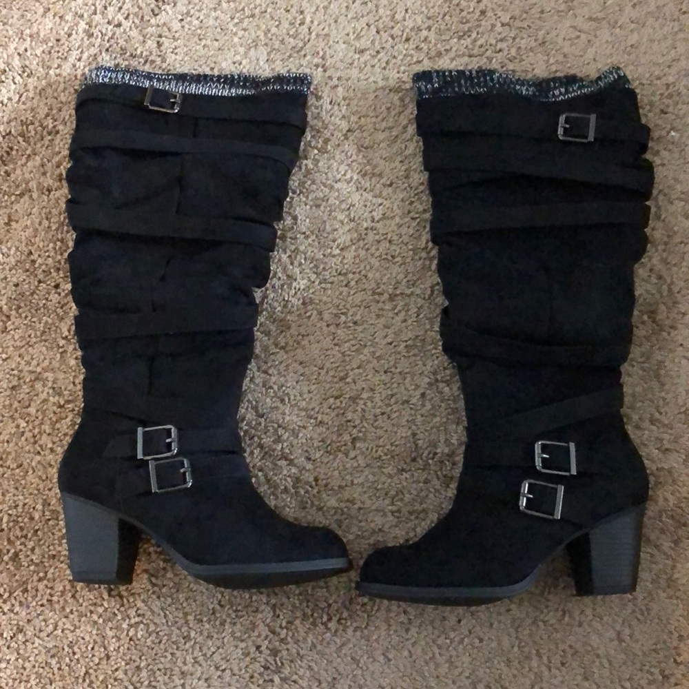 JustFab knee high heeled boots